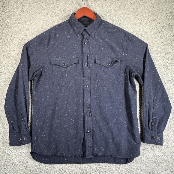 Banana Republic Untucked‎ Standard Fit Men's Shirt Size L Paint Splatter Blue - Picture 1 of 10